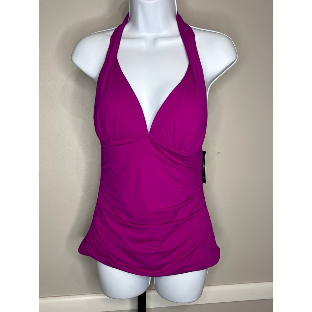 Lauren Ralph Lauren Magenta Halter Tankini Top NWT Size 8